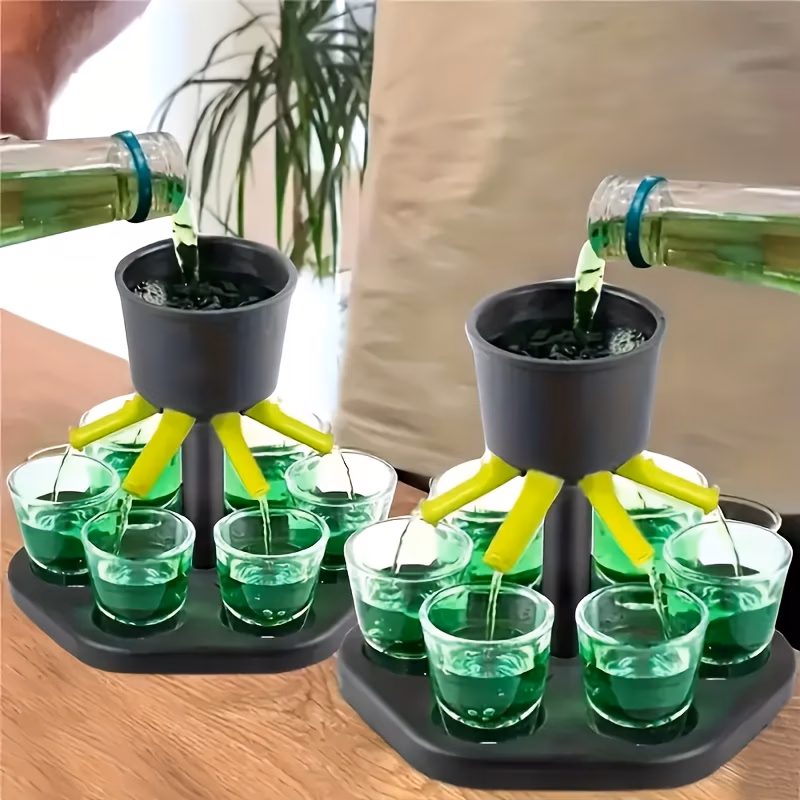 1pc six in a row wine dispenser and stand home bar party wine dispenser and whiskey beverage holder drink distributor pouring ideal for themed parties and outdoor activities pour tool suitable for liq