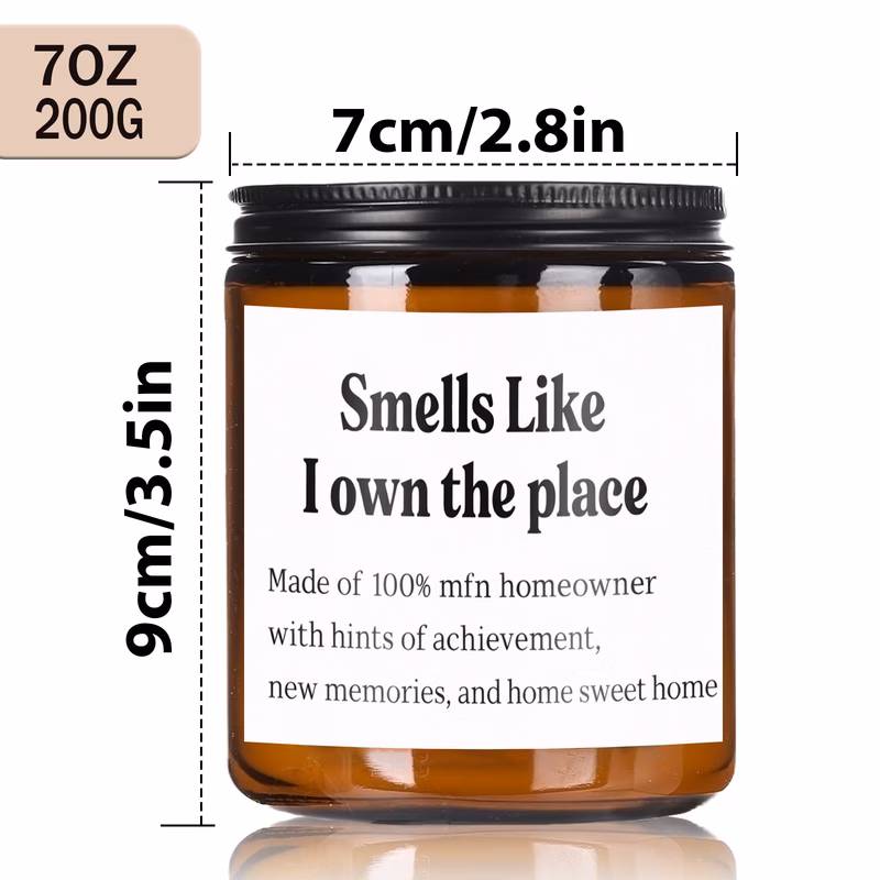 presents for owners birthday surprises and humorous housewarming gifts including a scented candle featuring the quote i own the place for desk and shelf decoration celebrating a 1pc of soy wax candle