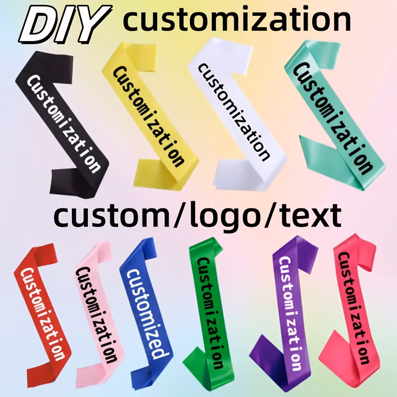 8pcs customizable satin sash set with personalized text printing for graduations parties and nightclubs elegant glossy wedding decorations in colors