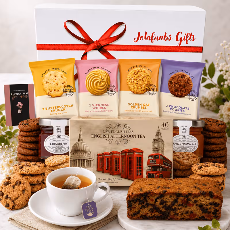 afternoon english tea london bus view jam fruit cake multipack biscuits individually wrapped treat guests british biscuits gift set hampers food gifts