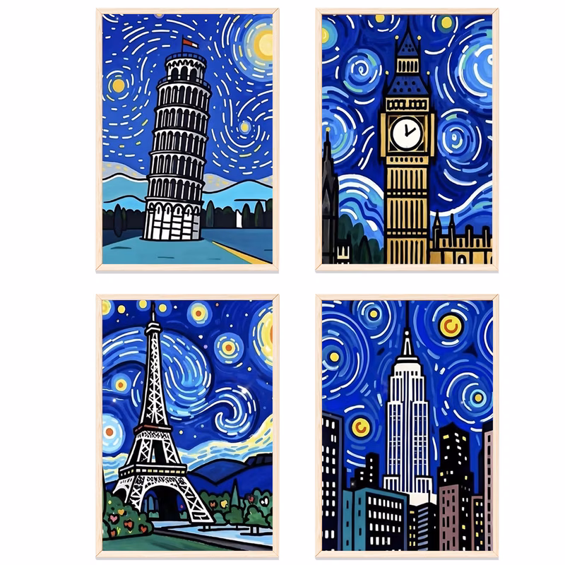 professional art use 4pcs paint by numbers kit for beginners 9 8x13 7in 25x35cm colored canvas easy starry sky acrylic painting set home decor ideal gifts for birthdays mothers day fathers day christm