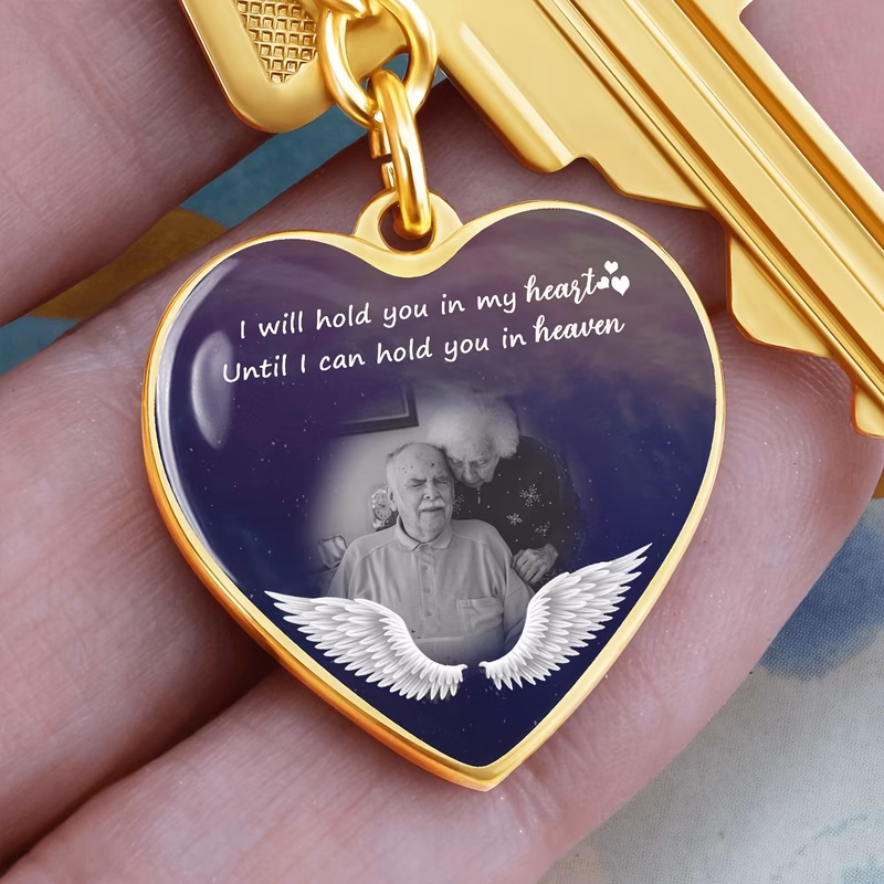 custom photo memorial keychain picture memorial heart keychain personalized bereavement sympathy gift in memory keychain for her keychain to commemorate the best memories