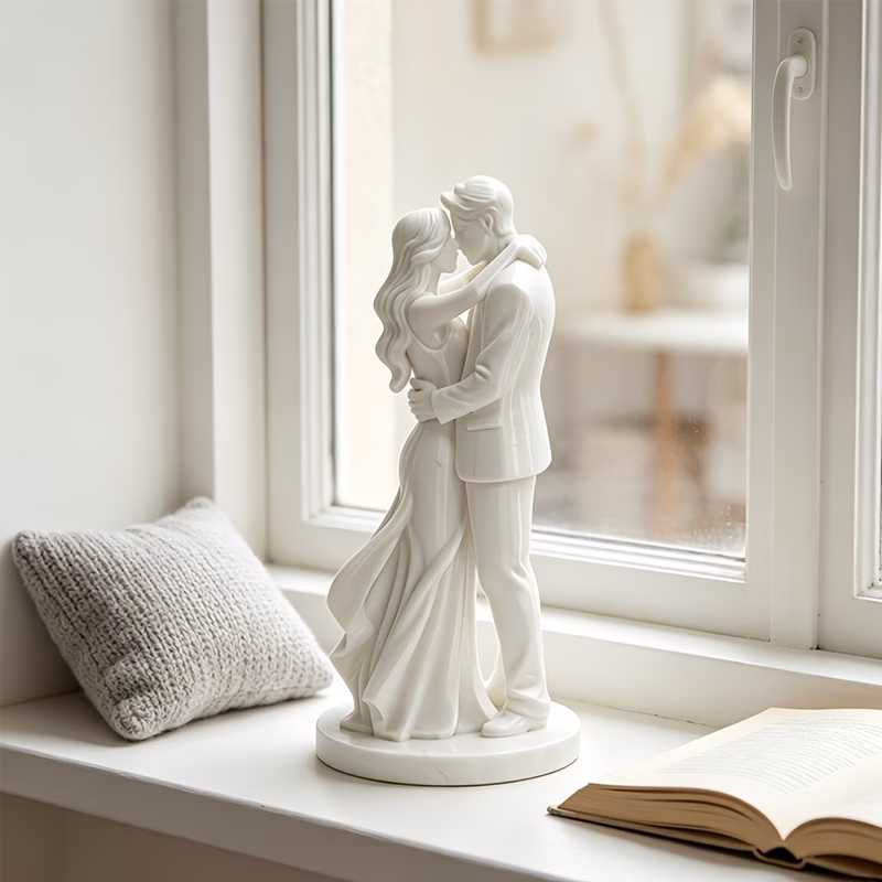 modern european couple sculpture statue elegant white 3d printed embracing figure wedding anniversary gift suitable for wedding table centerpiece desktop decor for valentines gift for plastic figurine