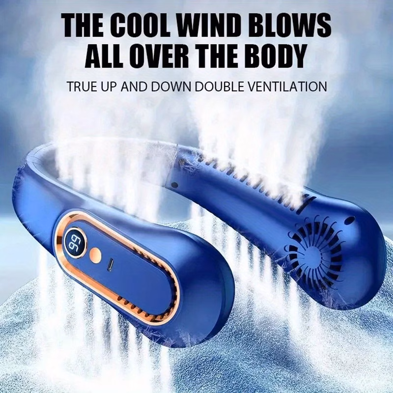 sports mini bladeless neck fan ultra long 5 gear adjustable silent usb charging with