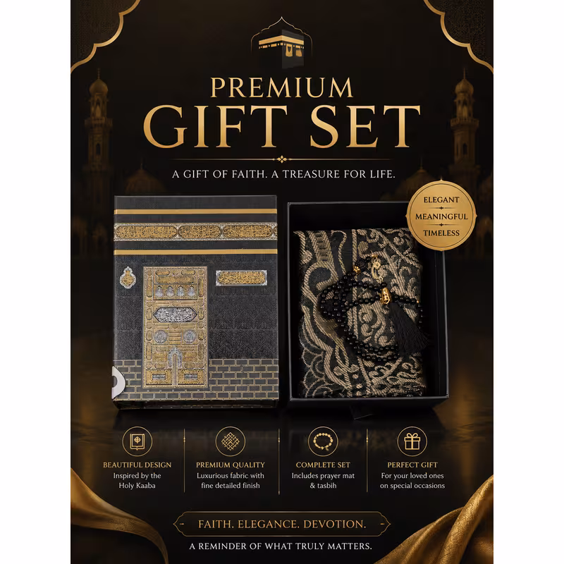 gift kaaba box with prayer mat janamaz tasbeeh islamic eid ramadan gift set