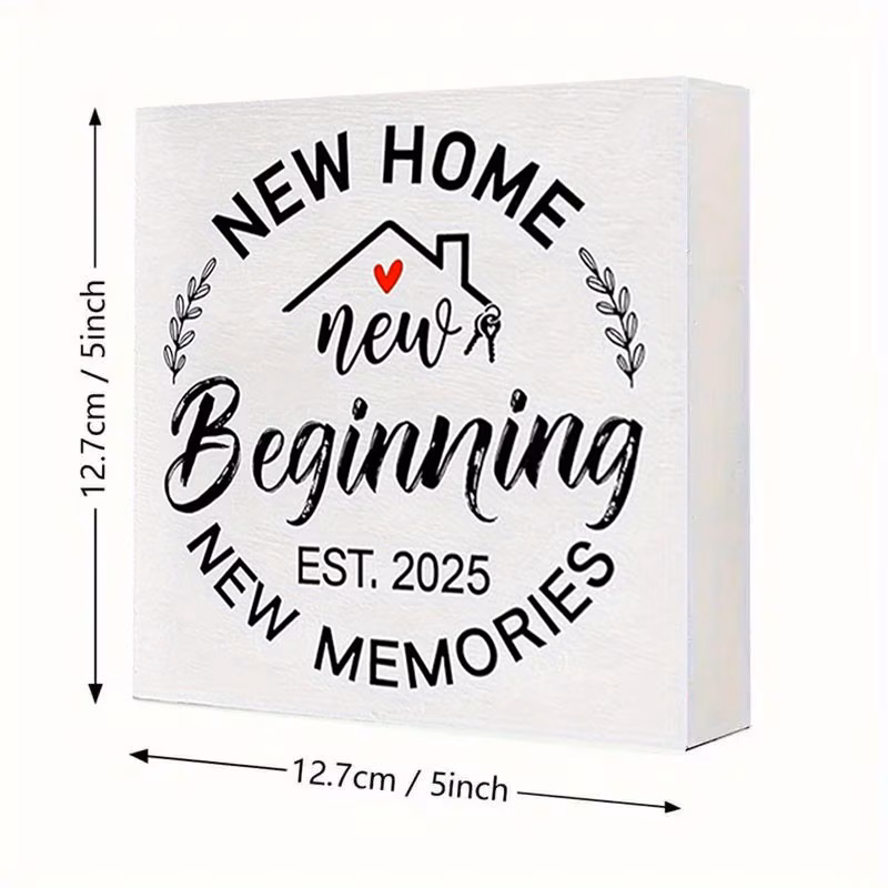 2d flat housewarming gift 5x5 inch white artificial welcome sign heart decor year plaque for new house key display desk or wall decoration 2025 edition keepsake 2d flat