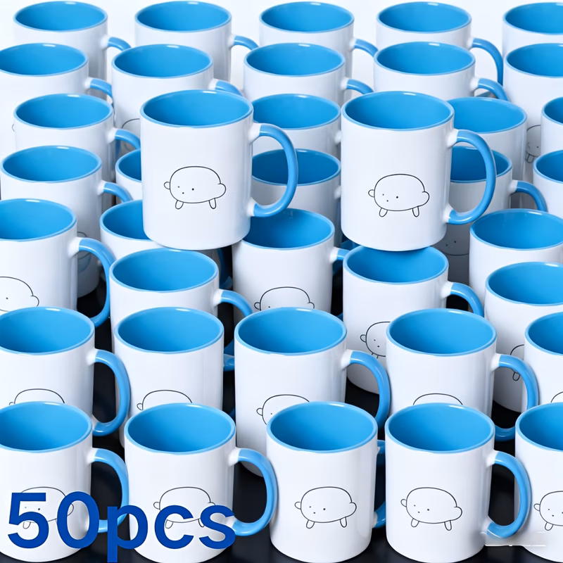50pcs custom photo name information mug set double sided printing ideal christmas logo custom business gift fashionable beverage utensils coffee shop restaurant accessories holiday gifts durable mater