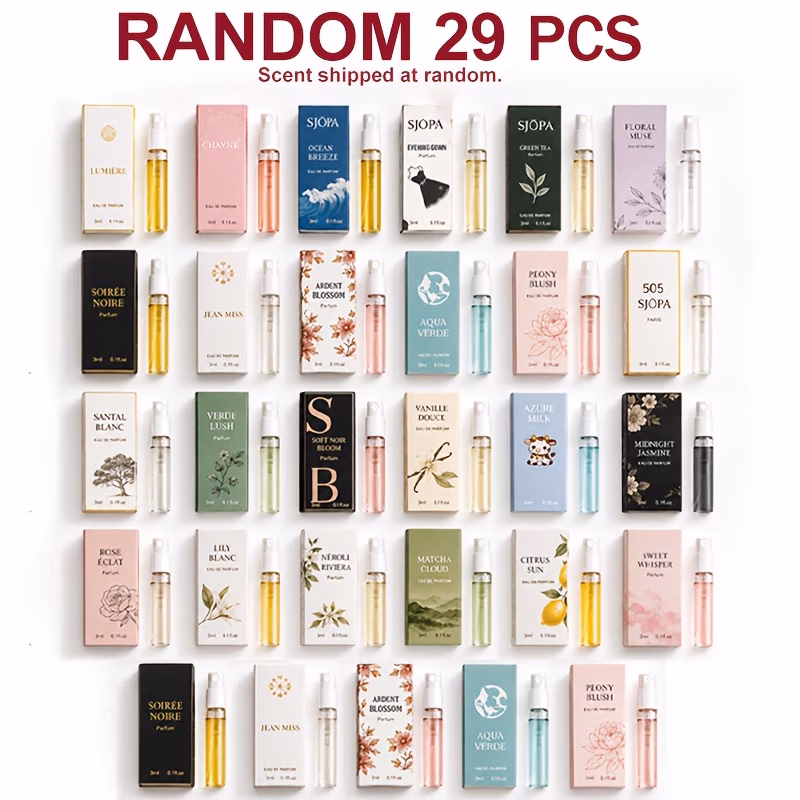 29pcs womens perfume collection random assortment long lasting fragrances in mini bottles compact and portable daily use and gifting featuring and musky scents an for perfume enthusiasts