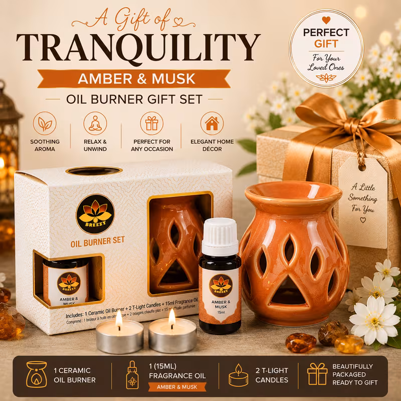 ceramic oil burner gift set 15ml ready to gift gift option