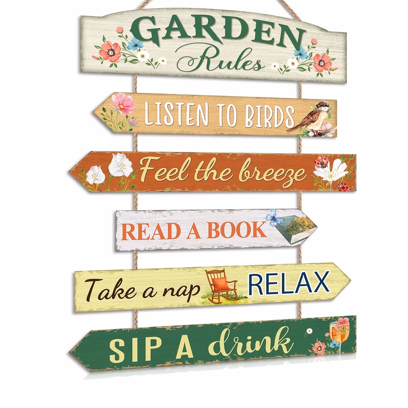 2d flat 2d flat 6pcs set wooden outdoor fun garden rules hanging signs gardening enthusiast decor outdoor garden sign plaques and relax suitable for rustic outdoor courtyard decoration patio lawn hous