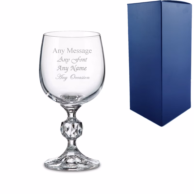 personalised engraved 190ml wine glass goblet with gift box great for birthday christmas wedding add or message