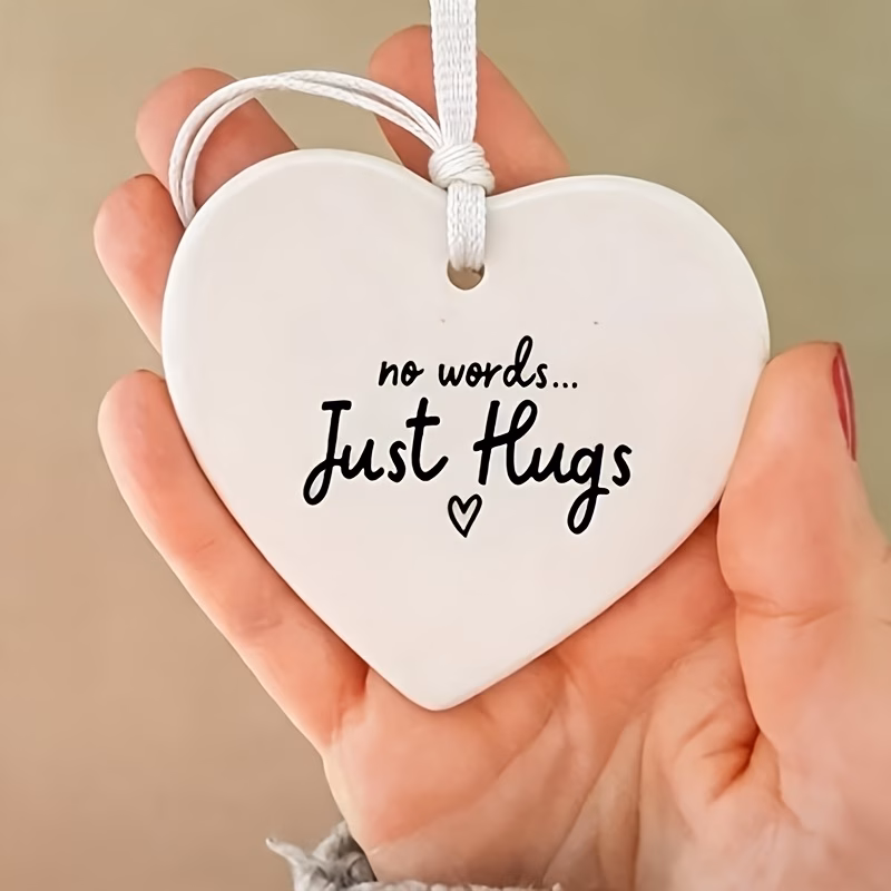 2d flat 2d plane 1 elegant heart shaped memorial pendant transparent acrylic mourning gift engraved with the words silent only hugs black and white hanging ornaments suitable for christmas valentines