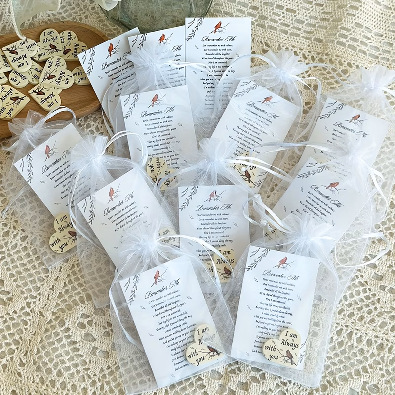 gift for her him 150pcs favors party packs 50 heart memorial keepsakes 50 prayer cards and 50 gift bags for memorial gifts favor decorations