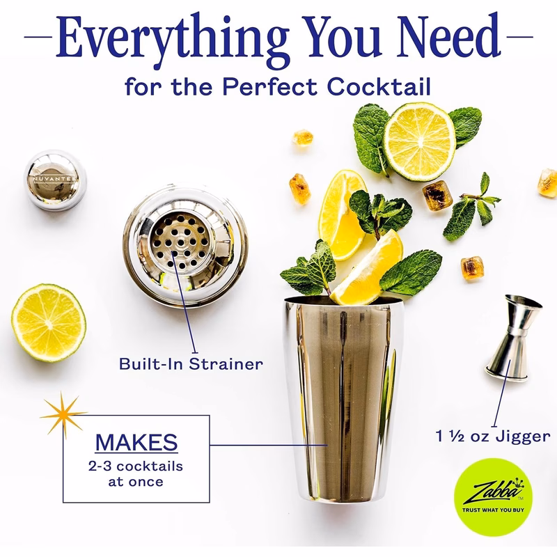 2pcs cocktail shaker set premium stainless steel bartender kit with strainer jigger recipe ebook mixing set for professional cocktails at home