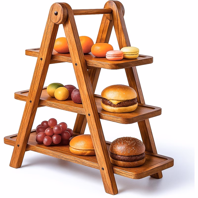 3 tier wooden serving stand with removable trays multi purpose display rack for snacks fruits desserts idea for kitchen parties and home decor