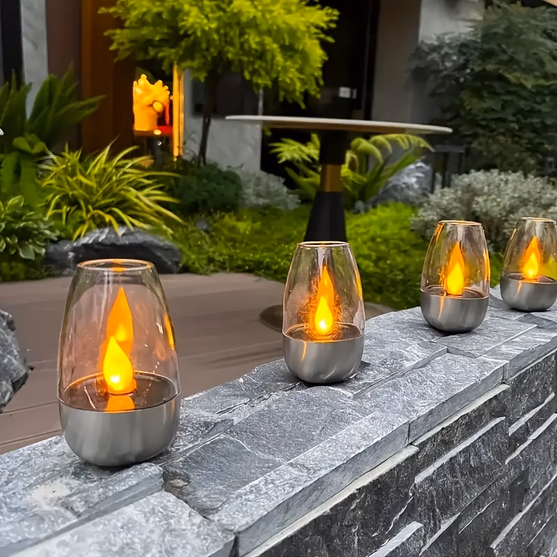 set of 6 solar powered candle lights that a no flame flickering effect decoration a romantic atmosphere suitable for outdoor use in hotel patio backyards street weddings