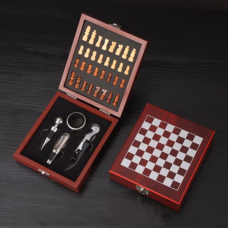 a set of seahorse bottle opener chessboard the bottle opener engraved with text chess game wine accessory set luxurious wine accessory kit stylish gift box present creative gift gifts for men gifts fo