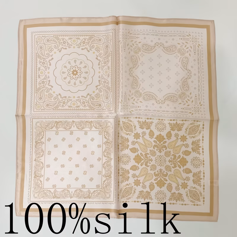20 47 x 20 47 inches 100 paisley pomegranate pattern womens square scarf neck scarf wrist scarf gift scarf featuring a soft light pink base it employs a four grid partition design showcasing pomegrana