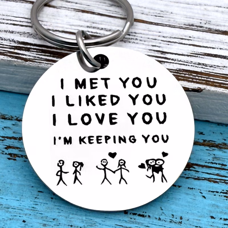 romantic couple keychain valentines gift anniversary present for couples boyfriend stainless steel