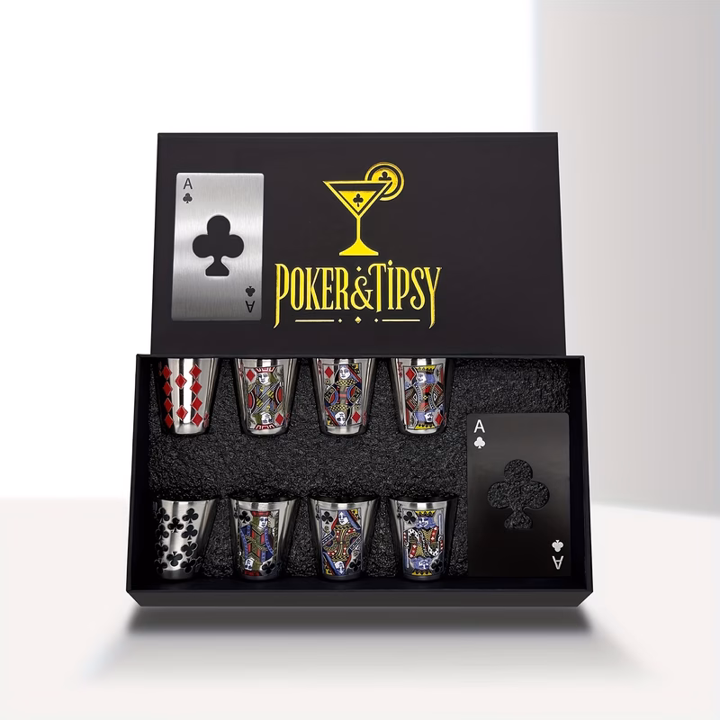 whiskey glass set with poker pattern suitable for home bar outdoor use perfect gift