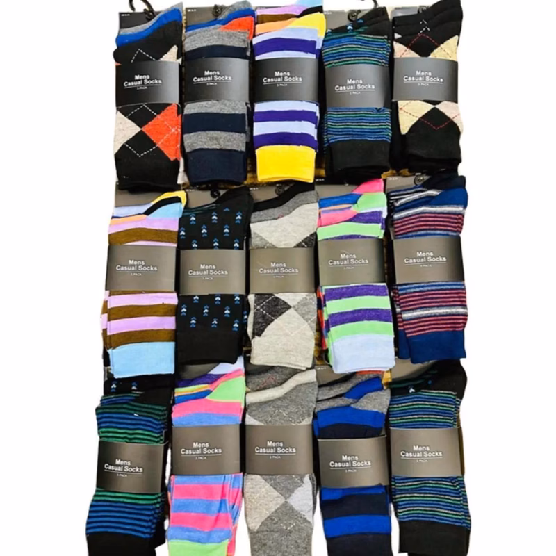 pack of 36 pairs of everyday casual socks for men uk size 6 11 eu 39 42 assorted colors work design socks cotton blend bargain value