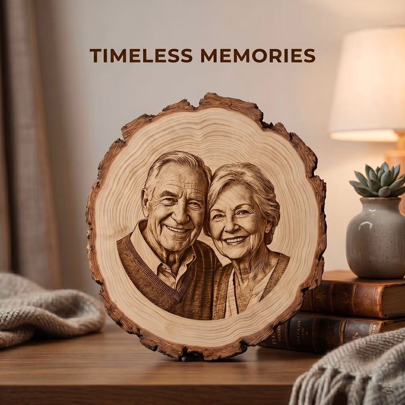 customized personalized wooden photo ornament with vintage wood texture diy custom picture keepsake ideal gift for couples family photos pet mothers day fathers day wedding anniversary