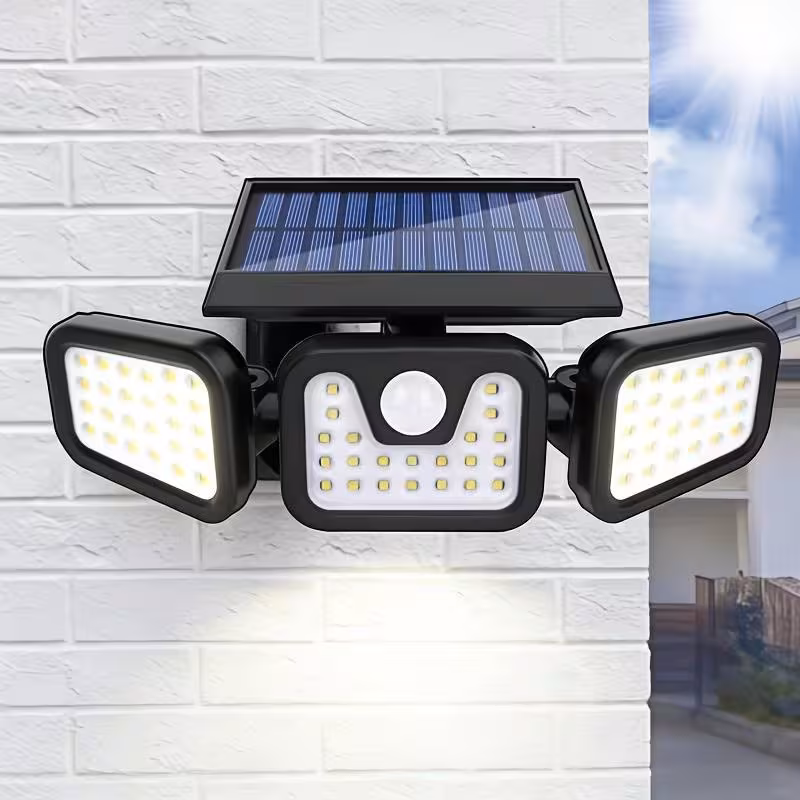 76 led solar wall light sensor solar light outdoor wall lamp with 3 level brightness adjustment suitable for gates yards garages and solar powered 270 wide angle