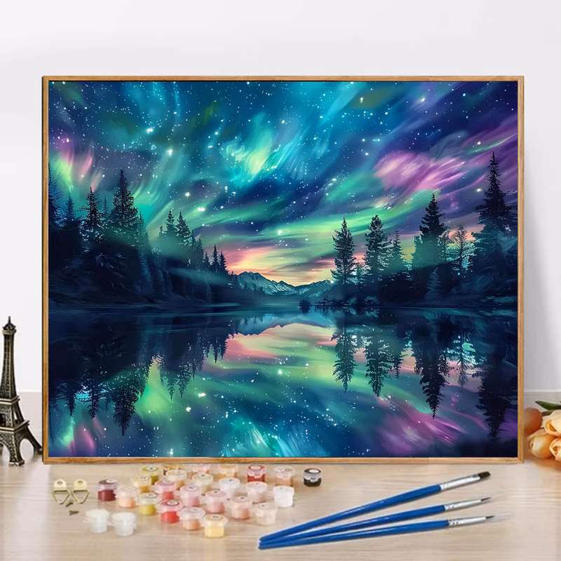 paint by numbers kit for beginners 19 68x15 75in 50x40cm color canvas easy aurora acrylic painting set home decor gifts for birthdays fathers day christmas mothers day professional art use without fra