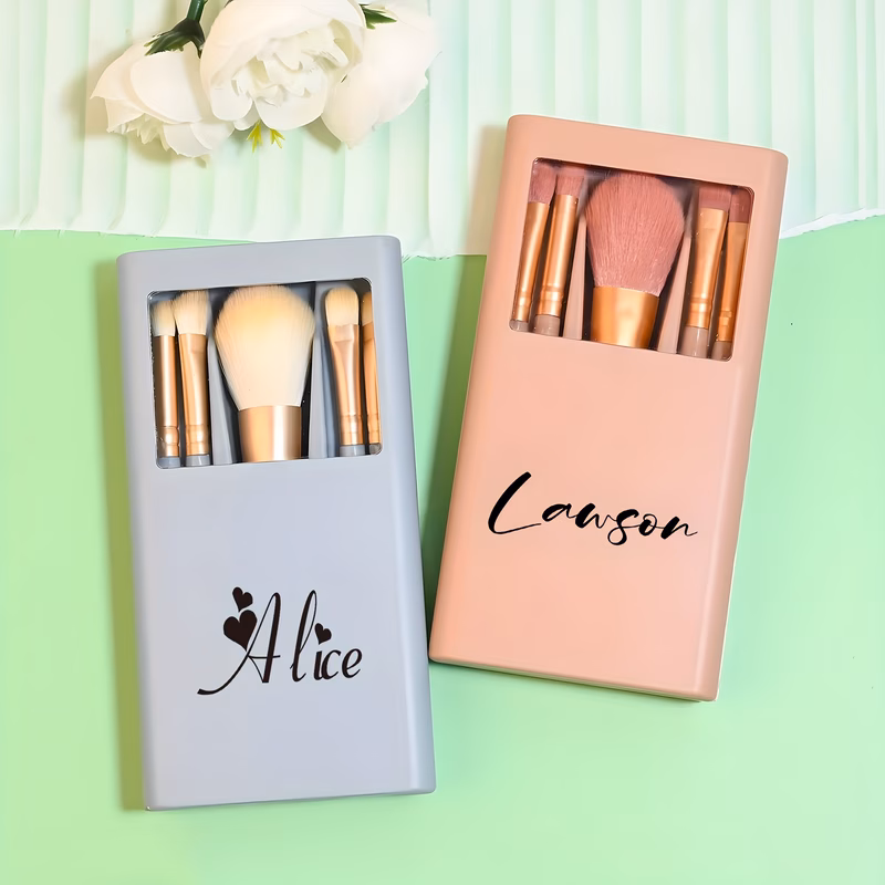 personalized custom makeup brushes with a personalized name with a box bridesmaids a gift for her travel friendly cosmetics a gift for mom and with a mirror
