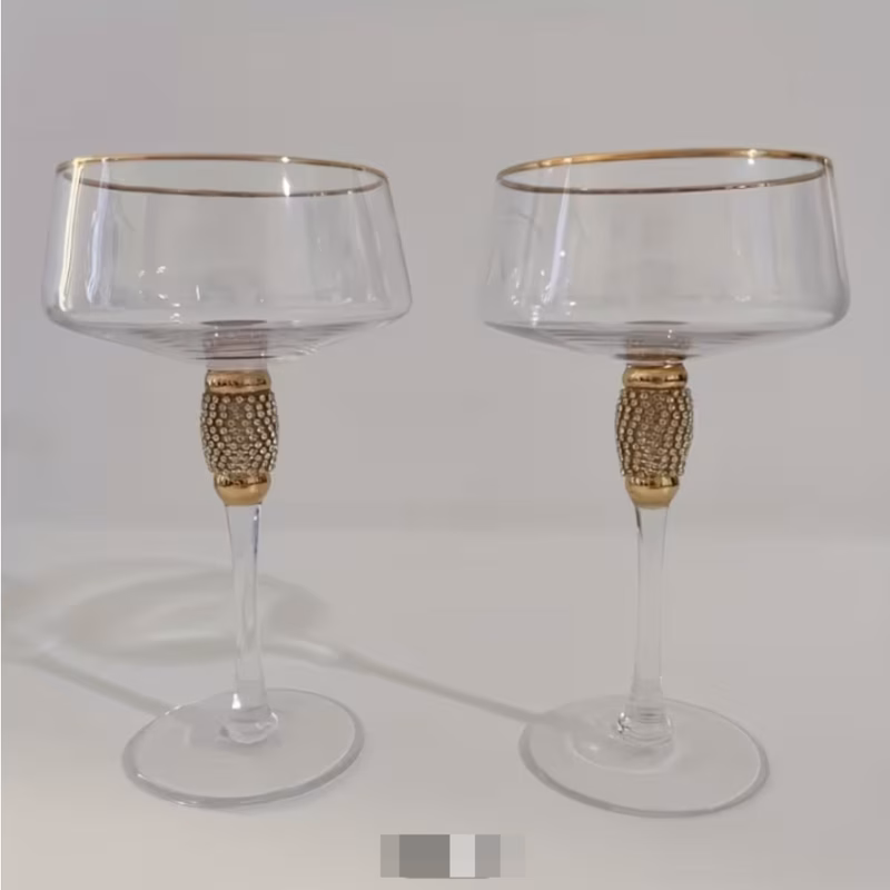 2 pack decorative cocktail glasses with accents metallic trim classic martini cup ideal for holiday banquets and themed celebrati