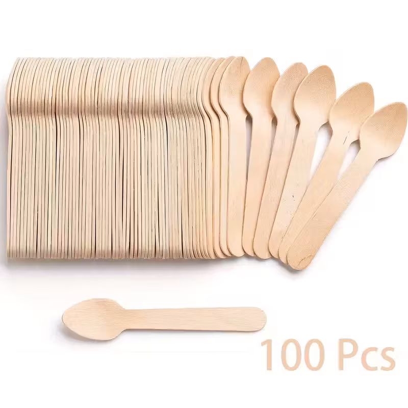 100pcs wooden spoons for parties picnics weddings office indoor outdoor events christmas thanksgiving birthday celebrations