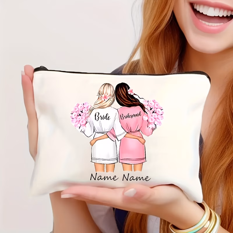 1pc personalized custom name makeup bag party favors makeup box bridesmaid clutch organizer cosmetic bags shower gift single beauty makeup case bridal bags