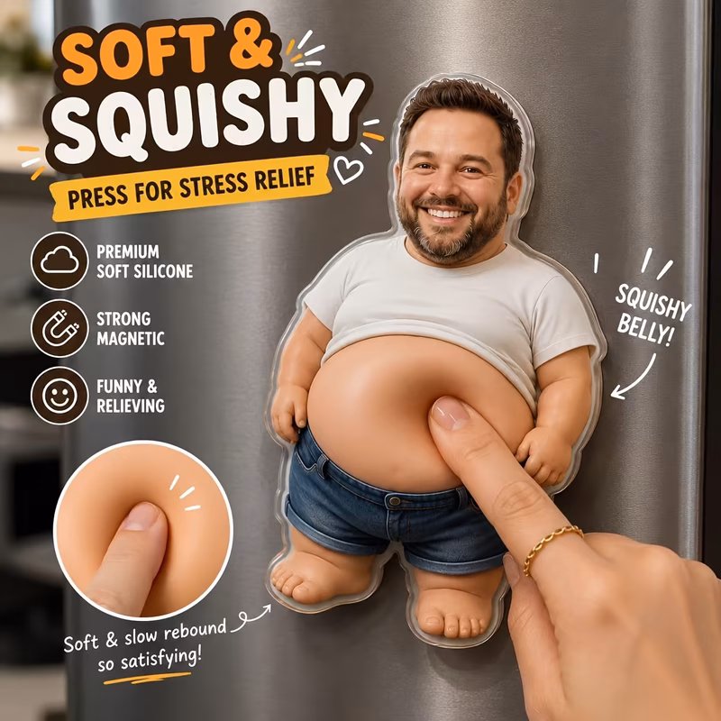 2d flat personalized funny squeezable belly magnet suitable for dad custom photo text fridge magnets with your own pictures bump keepsake gift for birthdays christmas for for grandpa husband