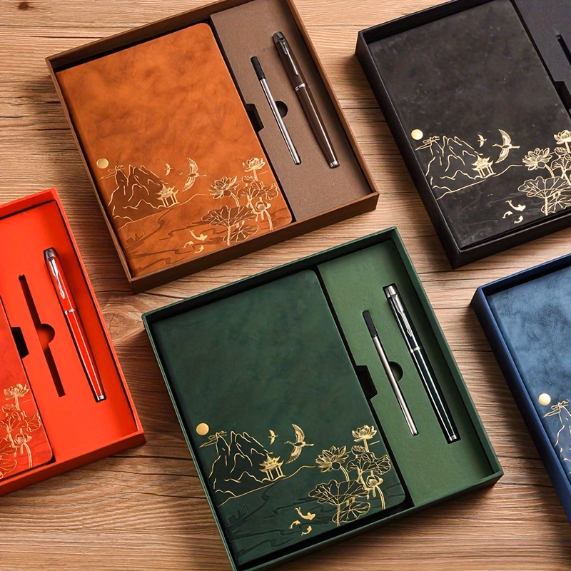 1pc notebook set as single notebook or set set pen and refill single notebook individually packaged meeting notebook notepad cover features color changing pu material 100 sheets of inner pages a5 work