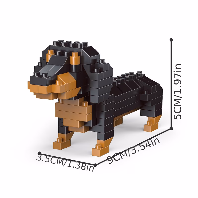 cute dog dachshund schnauzer block model 3d assembly training manual and birthday christmas toy gift