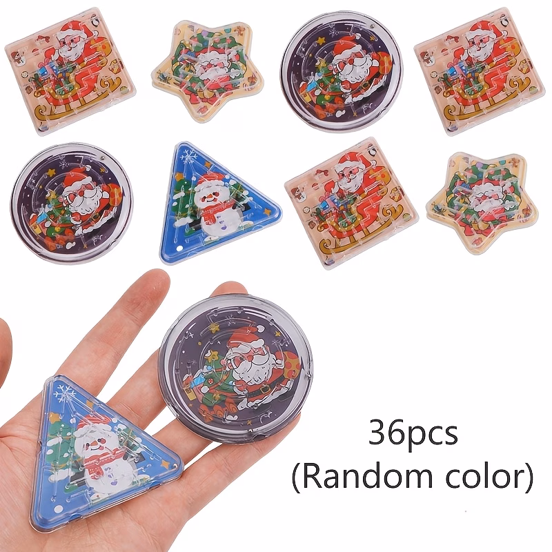 36 pack christmas mini maze puzzle toys bulk educational brain teaser toys for kids santa claus snowman xmas party favors stocking stuffers fillers pinata filler classroom rewards random color
