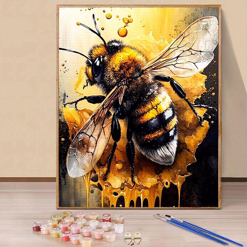 professional art use 1 set 2d flat large bee pattern paint by numbers kit art gift diy paint by numbers set painting by numbers suitable for beginners holiday gift artworks for college students high s