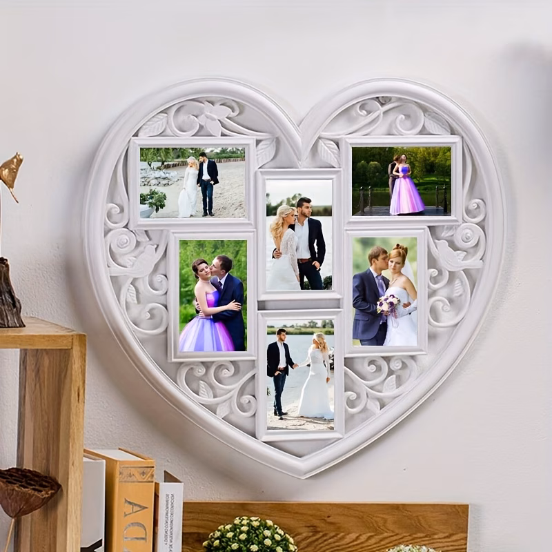heart love shaped wall decor collage picture frame family photo frame bedroom