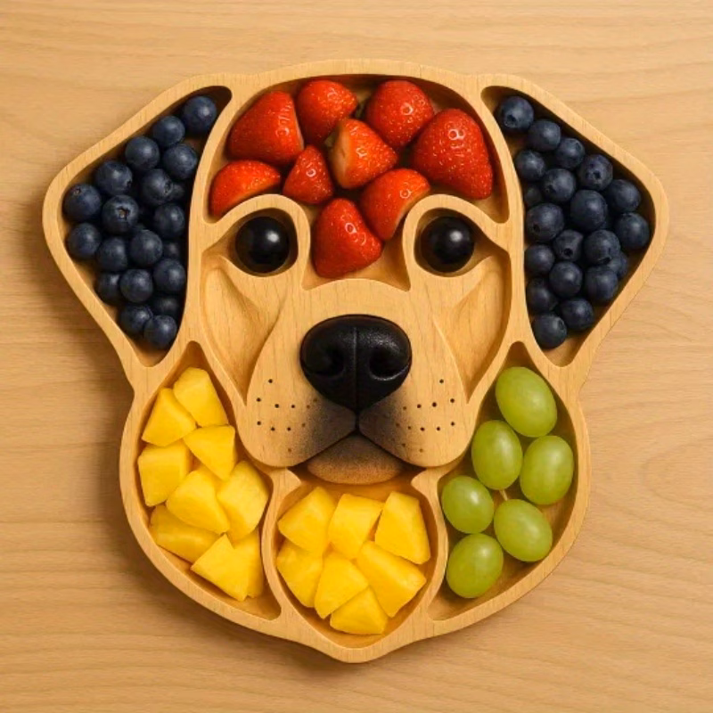 vintage dog themed charcuterie board fillable wooden serving tray with multiple compartments for snacks fruits meats home entertaining parties family dog decor non food contact