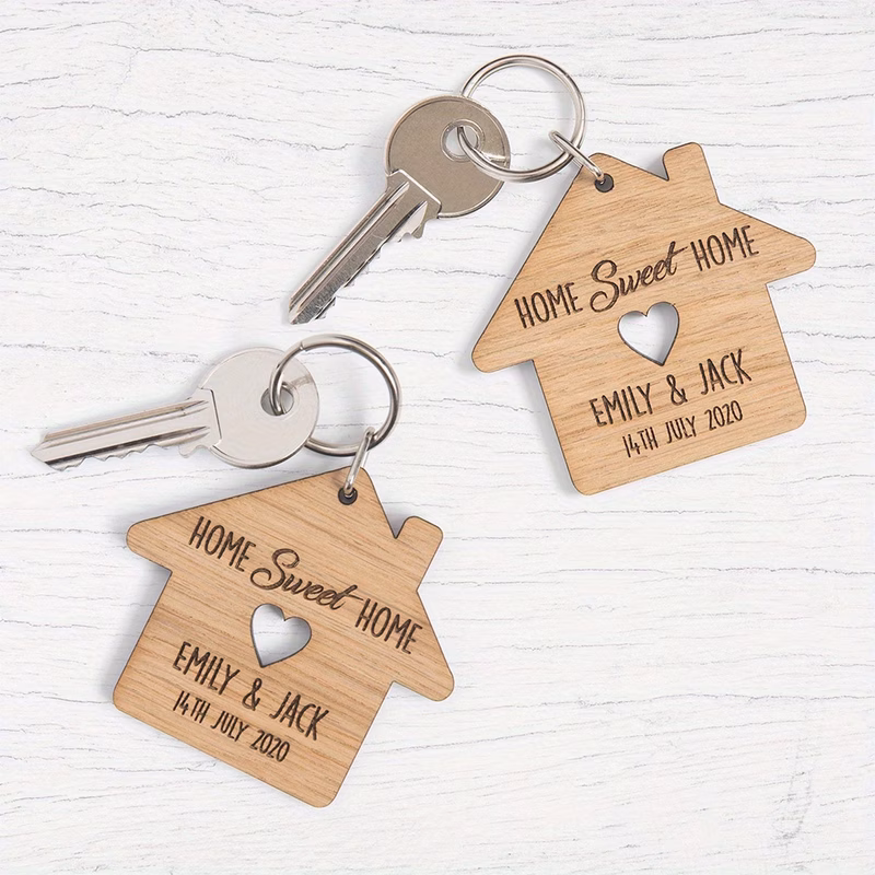 customize a personalized gift a house shaped wooden keychain a personalized sweet home gift suitable for wives husbands fathers day mothers day