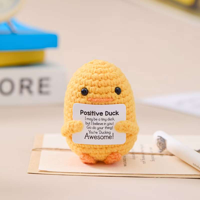 1pc mini funny positive cute duck emotional support crochet gift birthday valentine for women men cute duck home decor positive duck positive crochet animals