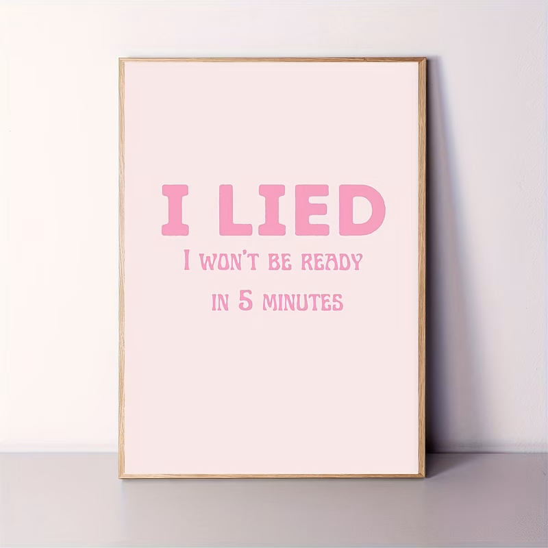 2d flat 1pc funny i i in poster pink white minimalist wall decor suitable for dorm room university student gift humorous saying for bedroom office bathroom frameless print with 2d flat