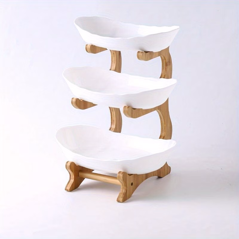table plates for serving plates dinnerware wooden partitioned dish snack candy cake stand bowl home food fruit plates settableware 2layers 3layers style
