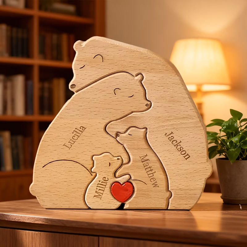personalized wooden figurines customizable with family names home decoration christmas valentines day and mothers day warm cute and a great toy