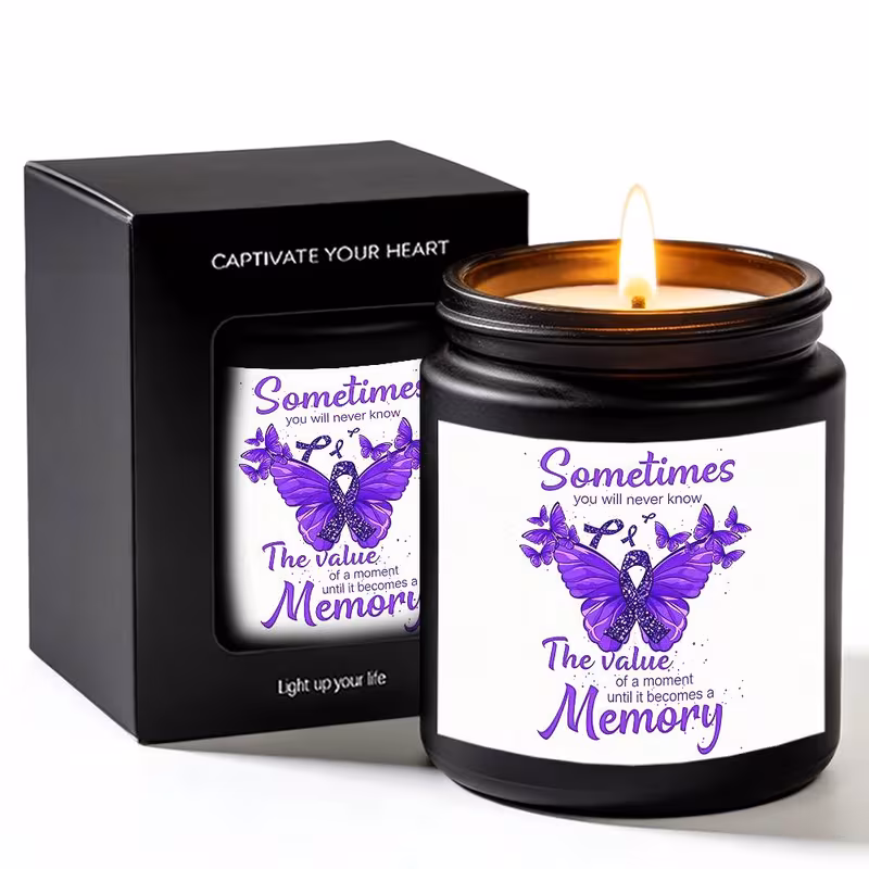 lavender scented glass jar candle awareness memory support theme aesthetic gift for women men her him meaningful present for awareness month christmas valentines decor