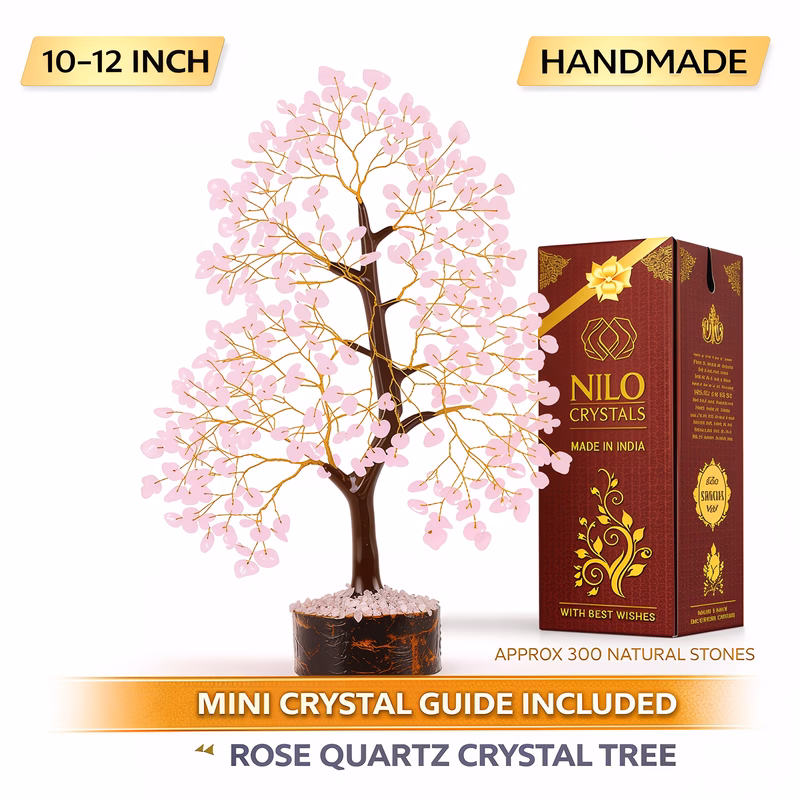 rose quartz crystal tree love home office decor living room ornament gift for women mum valentine mothers day present 300 natural gemstones guide 10 12 inches crystals