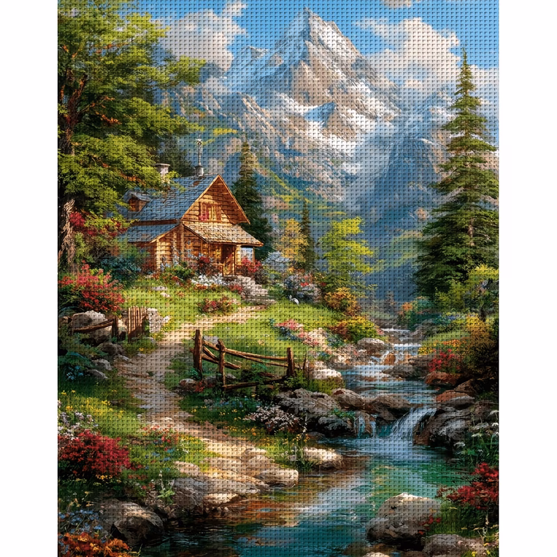 1pc cross stitch craft kit suitable for waterfall landscape with pre printed fabric canvas 11ct 14ct 16ct thread needlework stitching gift for handmade art