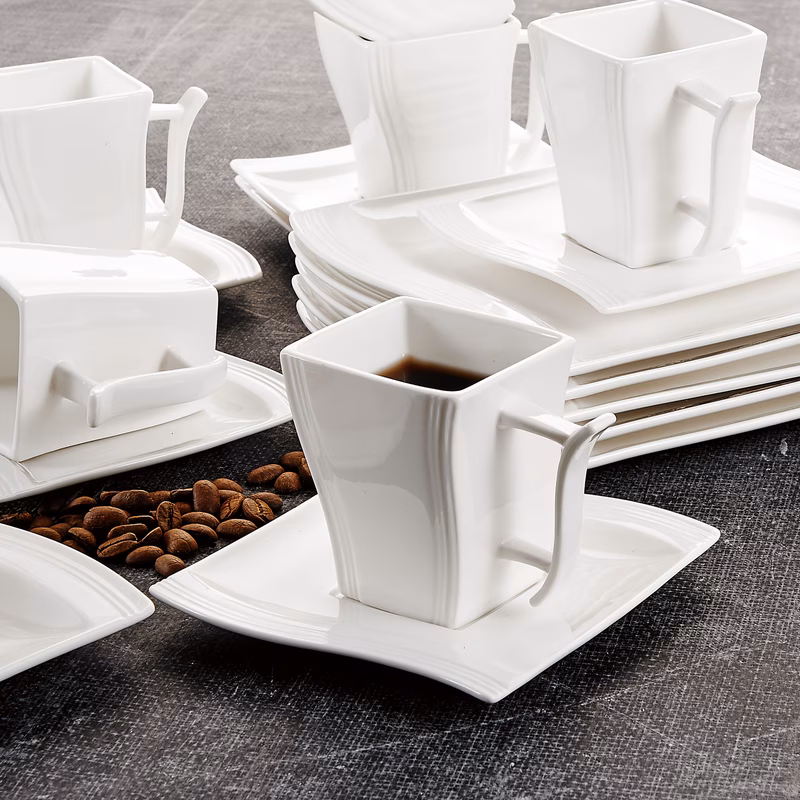 18pcs porcelain tableware with cup and saucer sets for breakfast afternoon tea