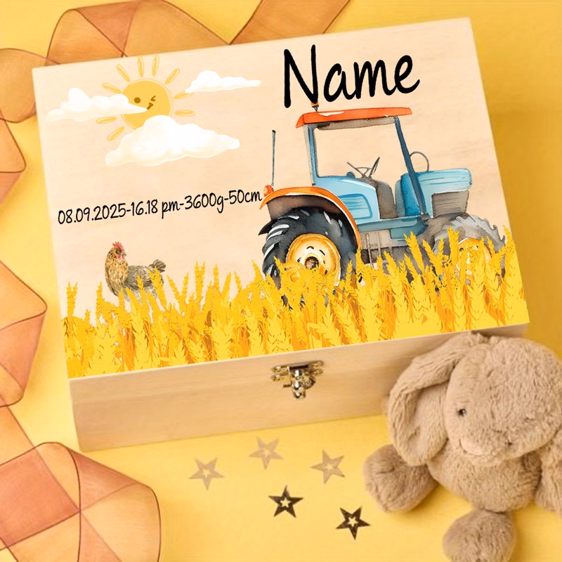 personalized wood keepsake box with name date weight length pine suitable for gifts christening souvenir box decor memory box for birth records storage