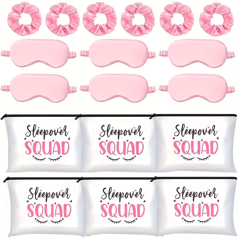 18 piece womens set including satin sleep mask hair ties and gift bags suitable for birthday and spa parties halloween christmas and party supplies